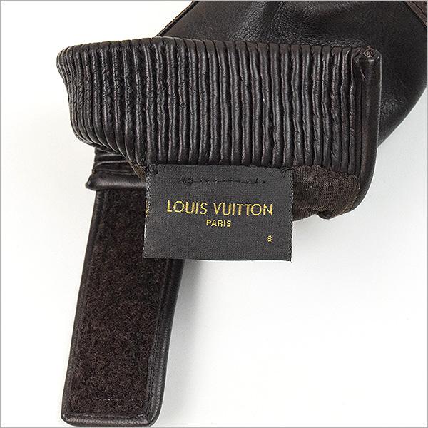 LOUIS VUITTON×Supreme 17AW レザーモノグラム シュプリーム グローブ レザー手袋 ブラウン 7120101